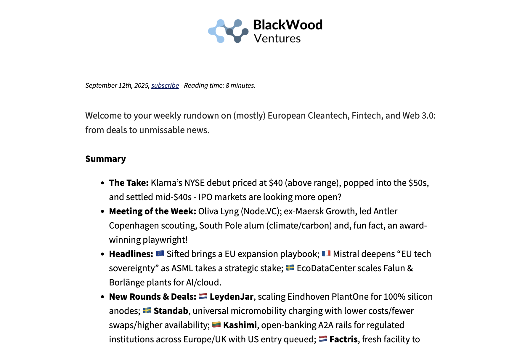 Week 37 - Industry Briefing